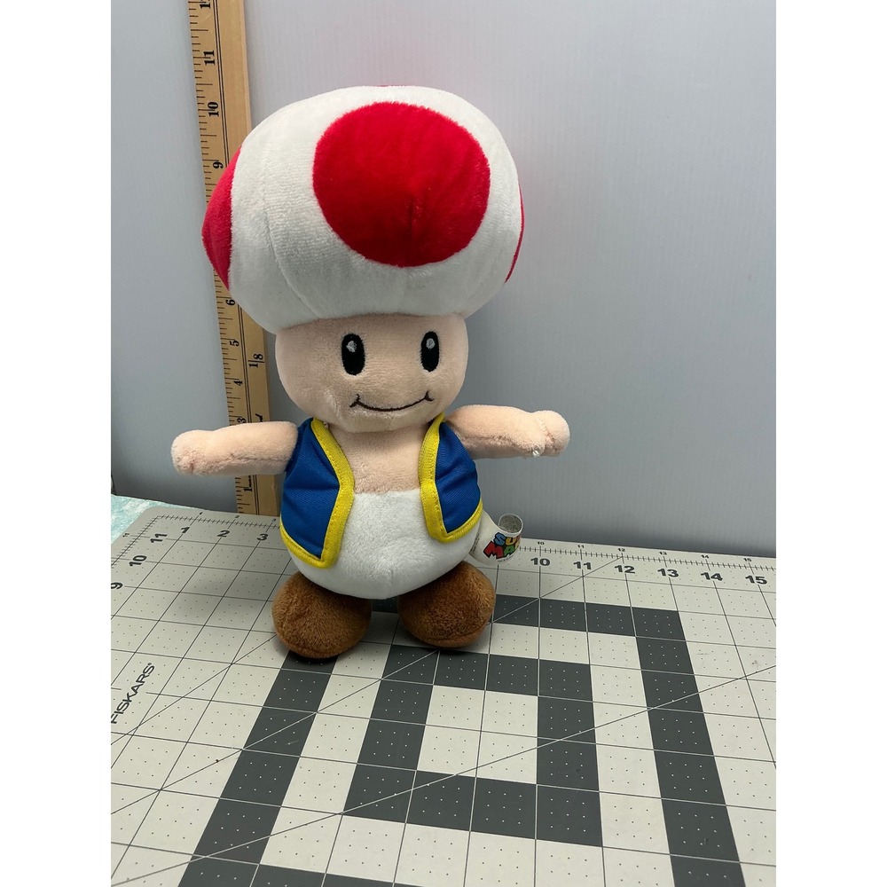 Nintendo Super Mario Toad 8 Inch Plush Stuffed Animal Figure‎ 2021 Blue Vest